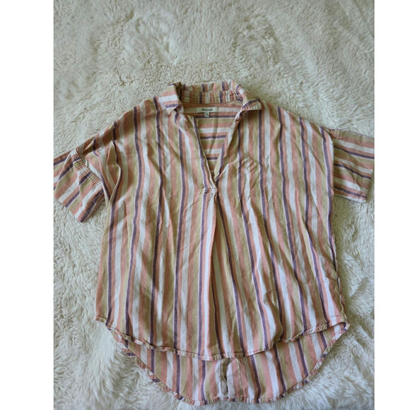 Madewell Womens XXS Striped oversided fit short sleeved lightweight blouse - Picture 9 of 9